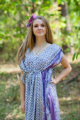 Gray Magic Sleeves Style Caftan in Geometric Chevron Pattern