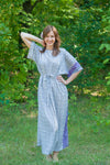 Gray Mademoiselle Style Caftan in Geometric Chevron Pattern