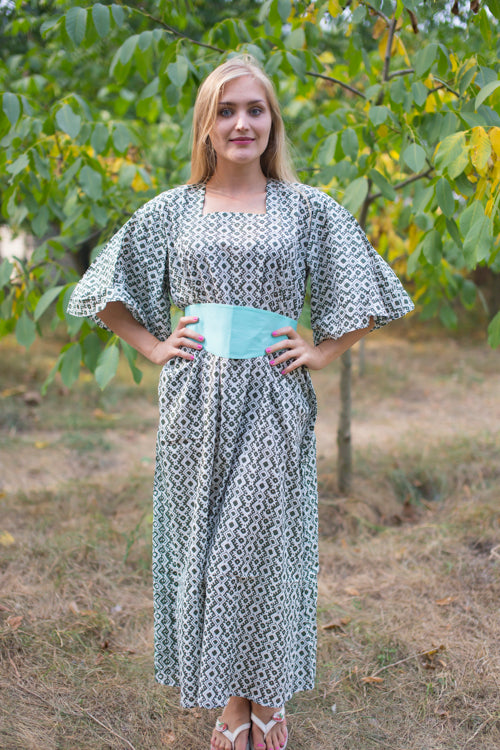 Olive Green Beauty, Belt and Beyond Style Caftan in Geometric Chevron