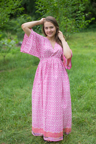 Pink I Wanna Fly Style Caftan in Geometric Chevron Pattern