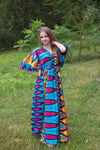 Blue I Wanna Fly Style Caftan in Glowing Flame Pattern
