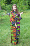 Green Mandarin On My Mind Style Caftan in Glowing Flame Pattern