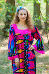 Magenta Fire Maiden Style Caftan in Glowing Flame Pattern