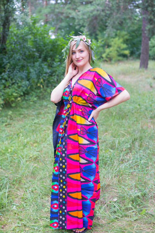 Magenta Timeless Style Caftan in Glowing Flame Pattern