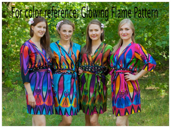 Green Summer Celebration Style Caftan in Glowing Flame Pattern
