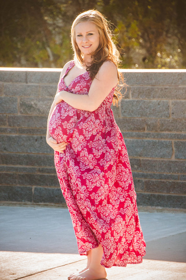 Damask Maternity Maxi Dress