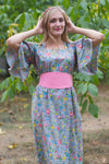 Gray Beauty, Belt and Beyond Style Caftan in Happy Flowers