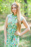 Mint Cool Summer Style Caftan in Happy Flowers Pattern