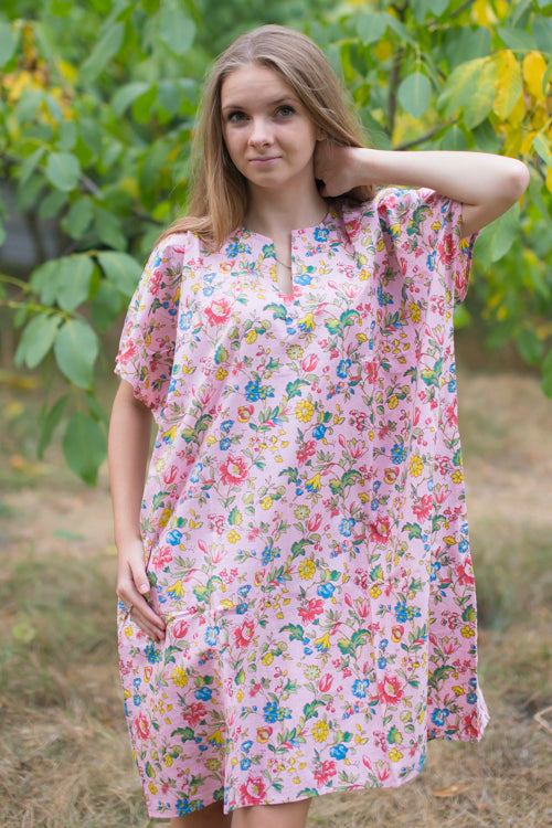 Pink Sunshine Style Caftan in Happy Flowers Pattern|Pink Sunshine Style Caftan in Happy Flowers Pattern|Happy Flowers