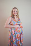 Gray Silk Maternity Maxi Dress