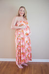 Pink Silk Maternity Maxi Sweetheart Dress