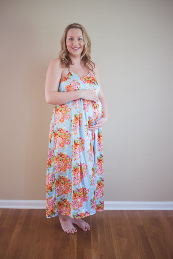 Blue Silk Maternity Maxi Dress | Laughing Cherries Blue Silk Maternity Maxi Dress | Laughing Cherries