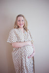 Ivory Organic Cotton Hand-Blocked Front Buttoned Hospital Gown