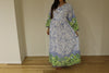 White Blue Leafy Maternity Maxi Dress