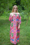 Coral Serene Strapless Style Caftan in Ikat Aztec Pattern