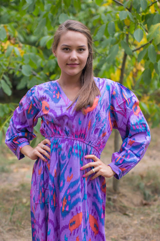 Lilac Shape Me Pretty Style Caftan in Ikat Aztec Pattern