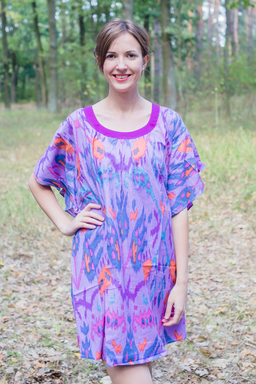 Lilac Summer Celebration Style Caftan in Ikat Aztec Pattern|Lilac Summer Celebration Style Caftan in Ikat Aztec Pattern|Ikat Aztec