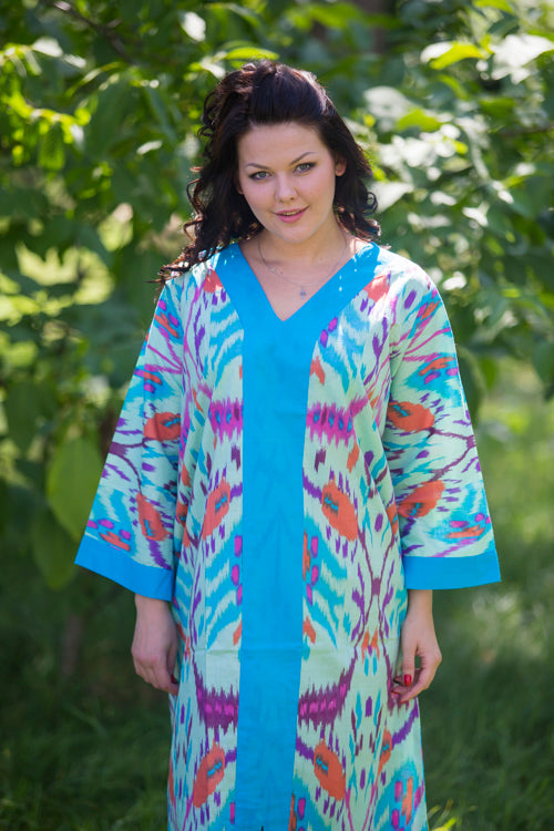 Mint The Glow-within Style Caftan in Ikat Aztec Pattern|Mint The Glow-within Style Caftan in Ikat Aztec Pattern|Ikat Aztec