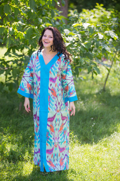 Mint The Glow-within Style Caftan in Ikat Aztec Pattern