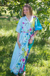 Light Blue Best of both the worlds Style Caftan in Jungle of Flowers Pattern