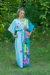 Light Blue Mademoiselle Style Caftan in Jungle of Flowers Pattern