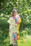 Light Yellow Divinely Simple Style Caftan in Jungle of Flowers Pattern