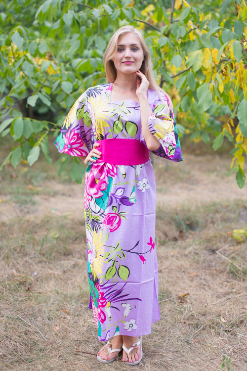 Lilac Beauty, Belt and Beyond Style Caftan in Jungle of Flowers