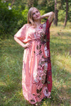 Peach Timeless Style Caftan in Jungle of Flowers Pattern