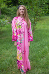 Pink Mandarin On My Mind Style Caftan in Jungle of Flowers Pattern