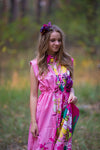 Pink Cool Summer Style Caftan in Jungle of Flowers Pattern