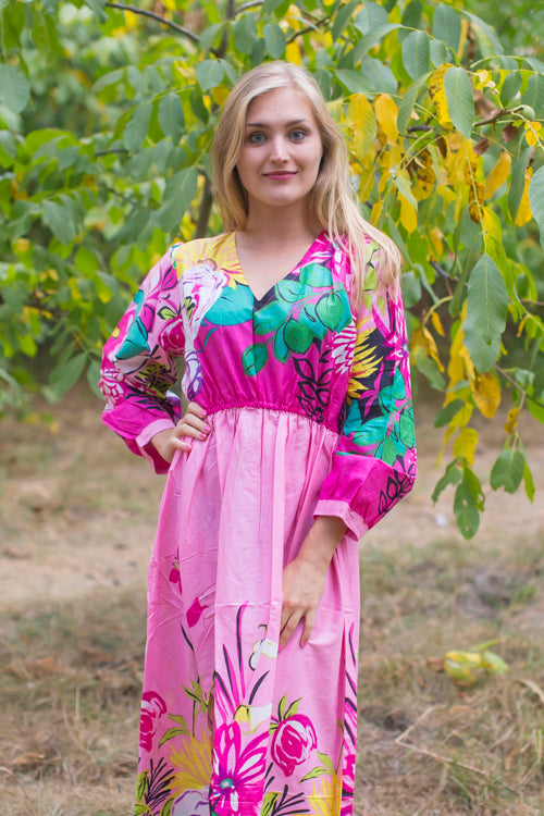 Pink Shape Me Pretty Style Caftan in Jungle of Flowers Pattern|Pink Shape Me Pretty Style Caftan in Jungle of Flowers Pattern|Jungle of Flowers