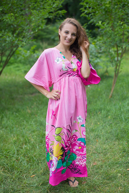 Pink I Wanna Fly Style Caftan in Jungle of Flowers Pattern|Pink I Wanna Fly Style Caftan in Jungle of Flowers Pattern|Jungle of Flowers