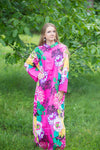 Pink Charming Collars Style Caftan in Jungle of Flowers Pattern