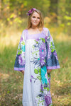 White Fire Maiden Style Caftan in Jungle of Flowers Pattern