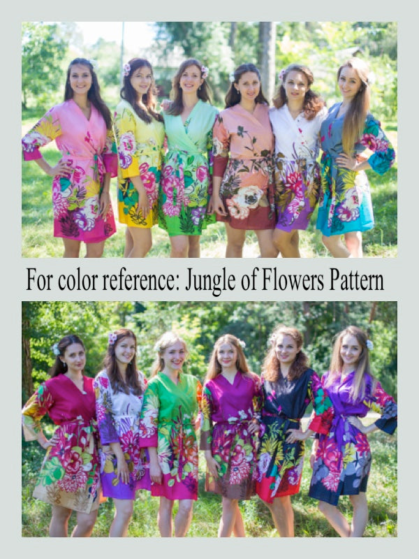 Peach Button Me Down Style Caftan in Jungle of Flowers Pattern