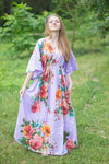 Lilac I Wanna Fly Style Caftan in Large Floral Blossom Pattern