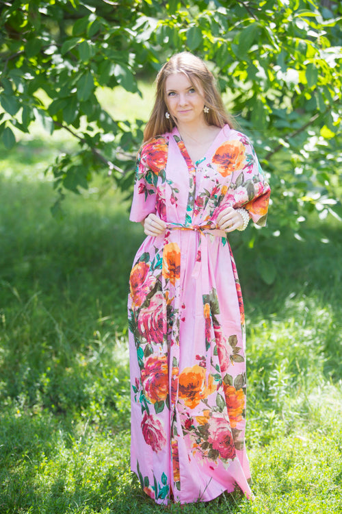 Pink Best of both the worlds Style Caftan in Large Floral Blossom Pattern|Pink Best of both the worlds Style Caftan in Large Floral Blossom Pattern|Large Floral Blossom
