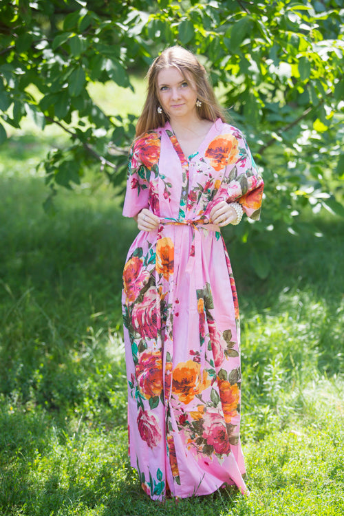 Pink Best of both the worlds Style Caftan in Large Floral Blossom Pattern