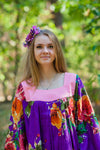 Purple Fire Maiden Style Caftan in Large Floral Blossom Pattern
