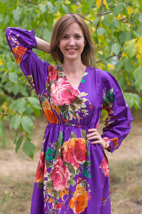 Purple Shape Me Pretty Style Caftan in Large Floral Blossom Pattern|Purple Shape Me Pretty Style Caftan in Large Floral Blossom Pattern|Large Floral Blossom