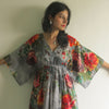 Gray I Wanna Fly Style Caftan in Large Floral Blossom Pattern