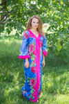Cobalt Blue The Glow-within Style Caftan in Large Fuchsia Floral Blossom Pattern
