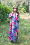 Gray The Unwind Style Caftan in Large Fuchsia Floral Blossom Pattern