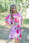 Pink Summer Celebration Style Caftan in Large Fuchsia Floral Blossom Pattern