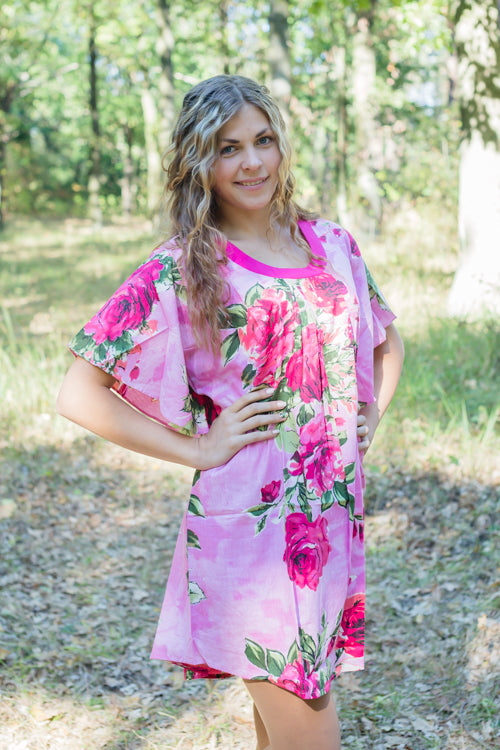Pink Summer Celebration Style Caftan in Large Fuchsia Floral Blossom Pattern|Pink Summer Celebration Style Caftan in Large Fuchsia Floral Blossom Pattern|Large Fuchsia Floral Blossom
