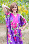 Purple Flowing River Style Caftan in Large Fuchsia Floral Blossom Pattern