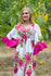 White Pretty Princess Style Caftan in Large Fuchsia Floral Blossom Pattern|Large Fuchsia Floral Blossom|White Pretty Princess Style Caftan in Large Fuchsia Floral Blossom Pattern