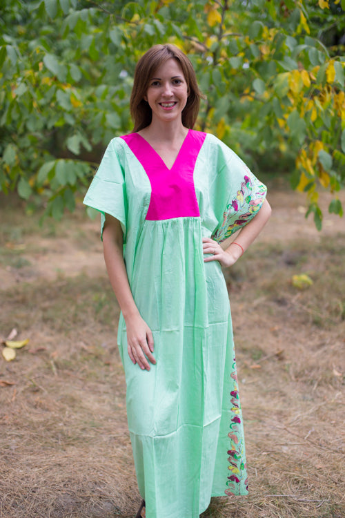 Mint Flowing River Style Caftan in Little Chirpies Pattern