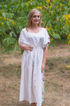 White Cut Out Cute Style Caftan in Little Chirpies Pattern