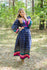 Dark Blue My Peasant Dress Style Caftan in Multicolored Stripes Pattern|Multicolored Stripes
